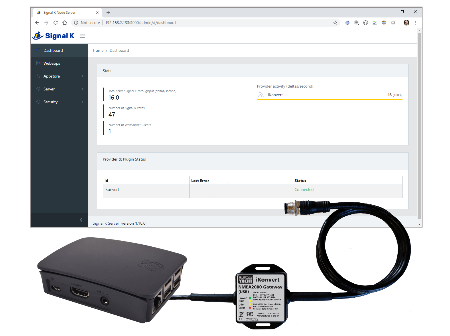 Server Node de Signal K con iKonvert
