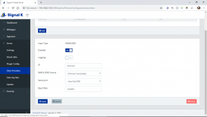 Pantalla de configuracion del servidor Node de Signal K