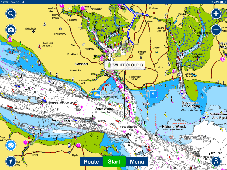Aplicación Navionics con Digital Yacht