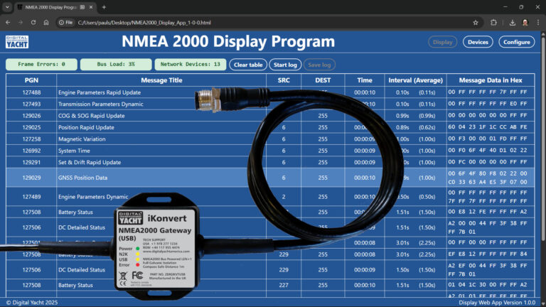 software nmea 2000 display visualizar datos nmea 2000